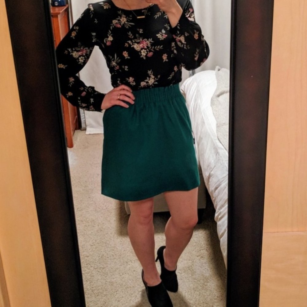 JCrew Linen Blend Sidewalk Skirt in Green